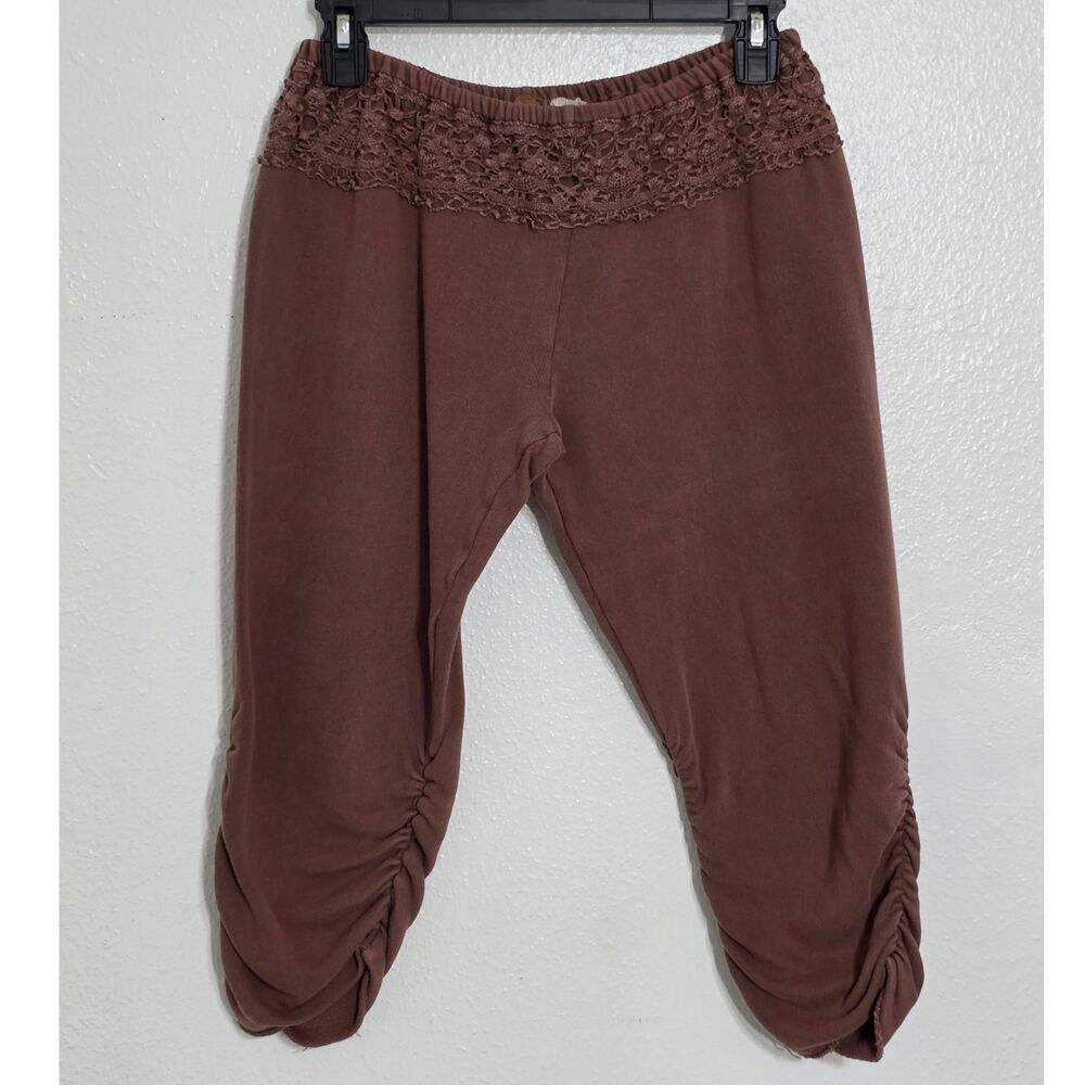 FP One Free People Dance Pant Ruched Lace Crochet Low Rise Prairie Cottagecore - Picture 2 of 11